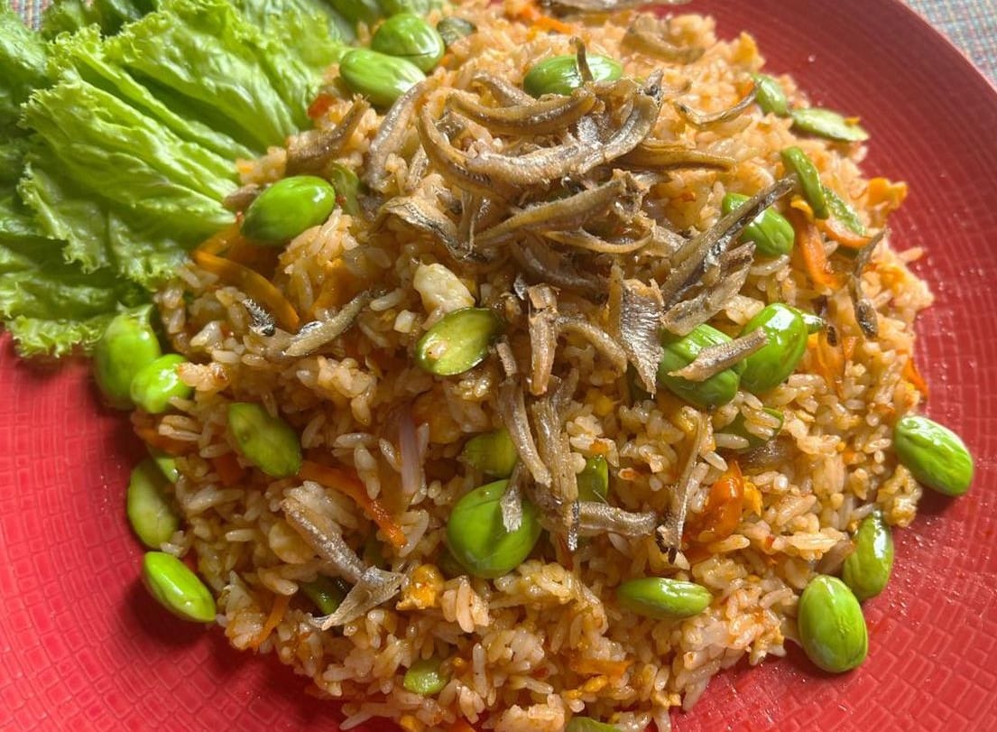 nasi goreng pete with anchovies 